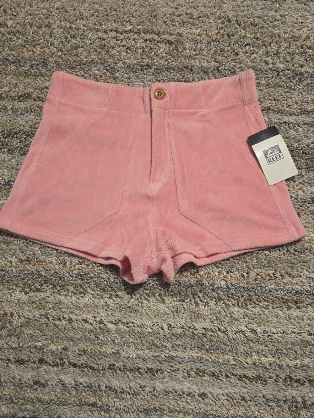 Reef High-Waist Pink Corduroy Shorts